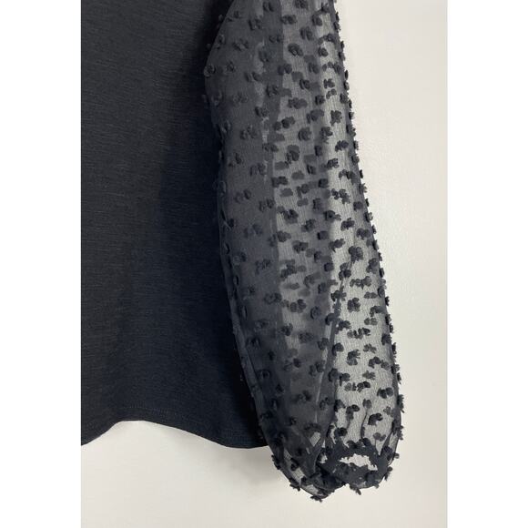 Anthropologie Maeve Textured-Sleeve Top Black Medium Chic Dark Romantic Edgy - Picture 11 of 13